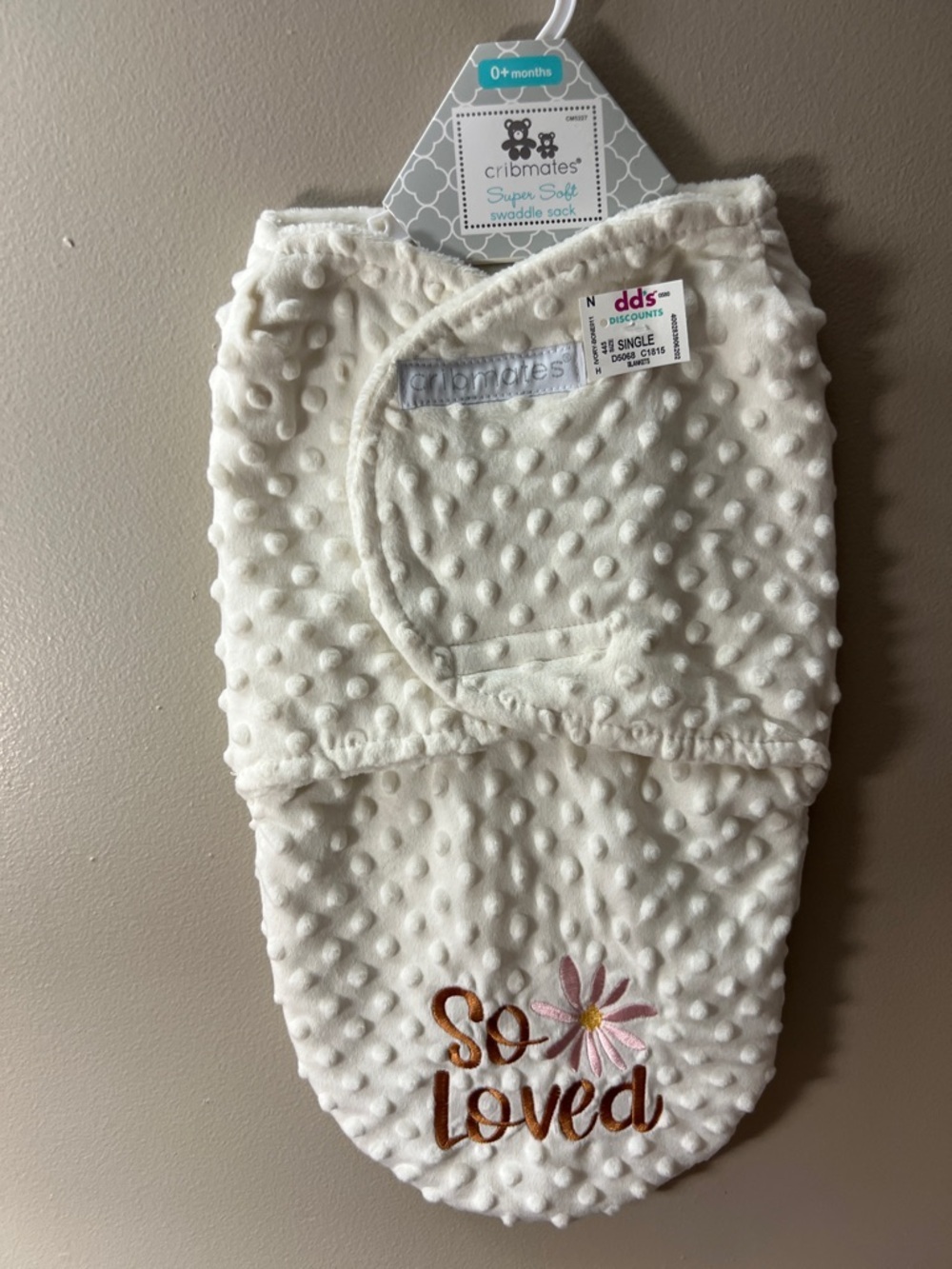 2 Crib mates Super soft swaddle sack White "So Loved" / Gray “snuggle bunny.